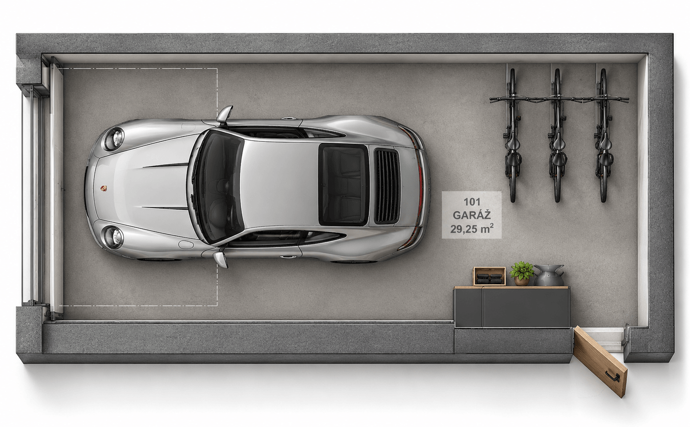 Půdorys Garáž — Premium a Signature · 35,5 m²