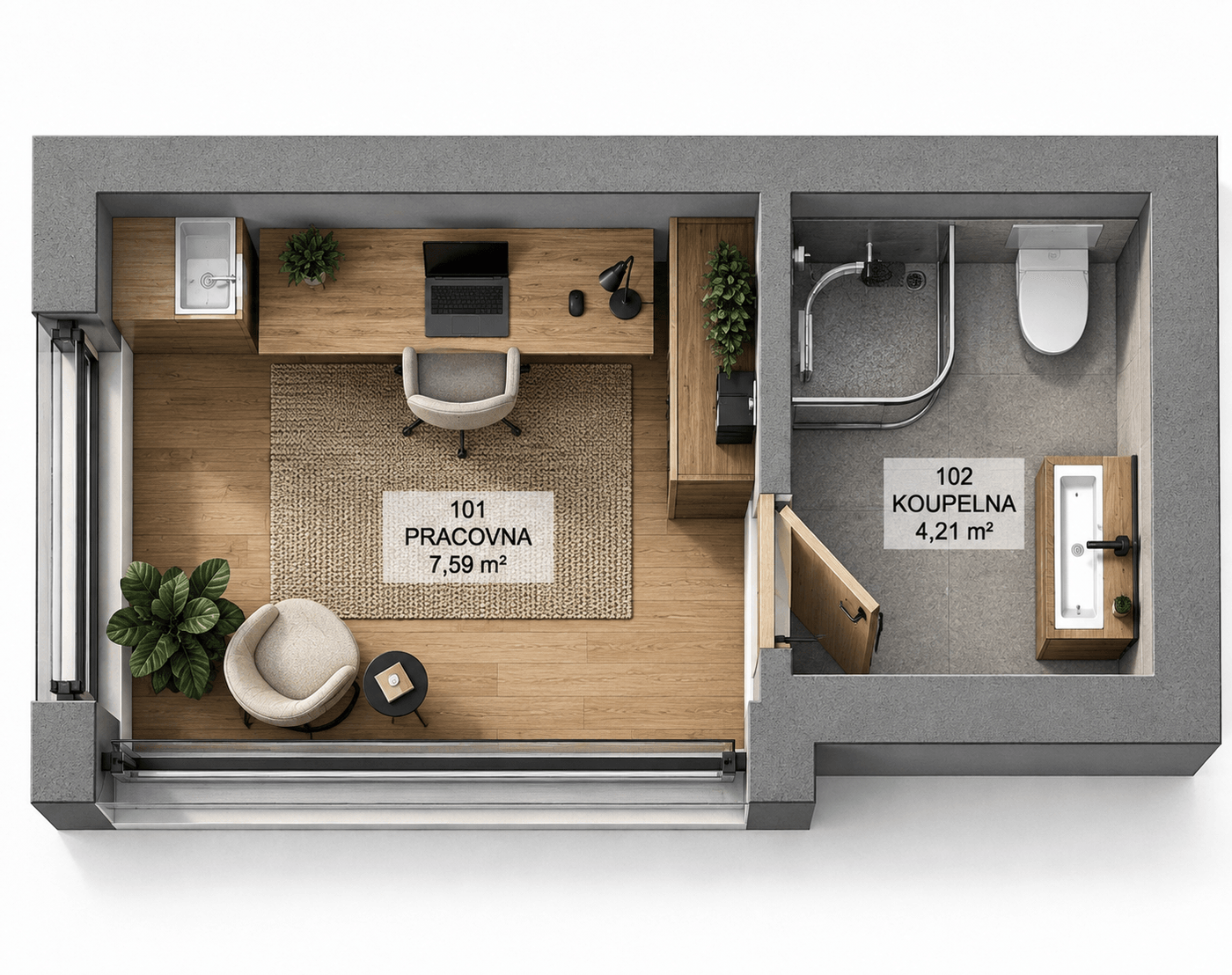 Půdorys Office — Basic · 15,9 m²